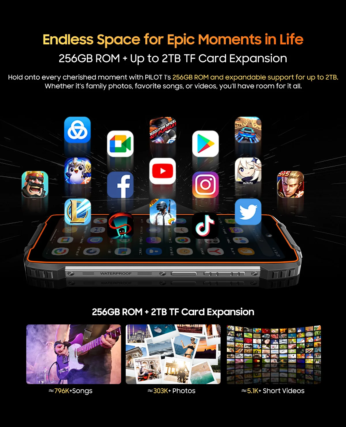 OSCAL Pilot 1 6.67'' Rugged Phone, Gemini AI Android 14 Waterproof Outdoor Phone 6GB+256GB, Octa Core, 15000mAh (33W), Dual 4G