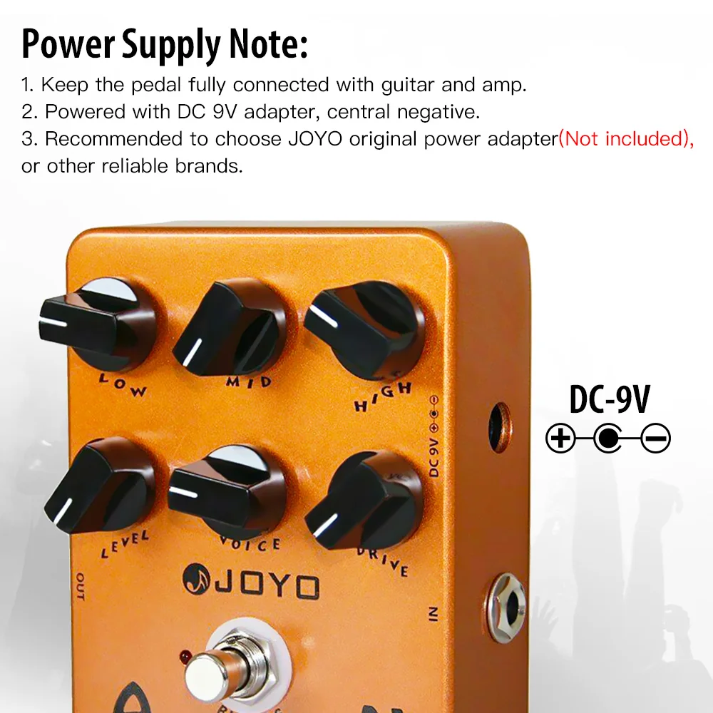JF-14 AMERICAN SOUND Overdrive Guitar Pedal Features 3 Band EQ Simulation the Cl