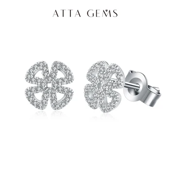 Attagems New Women Moissanite Gemstone Stud Earrings For Women Solid 925 Sterling Silver D Color Solitaire Fine Jewelry For Gift