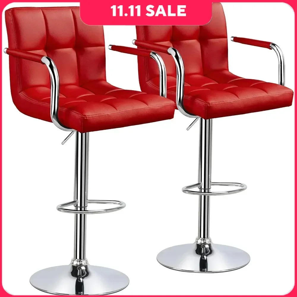 Bar Stools Set of 2, Adjustable BarStools Counter Height Stools with Arms and Back Bar Chairs 360&deg; Swivel Stool, Chairs