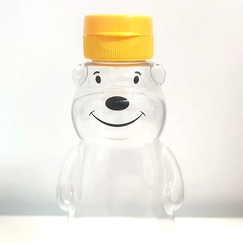 X9 Lovely Bear Honey Jar 180ml 250g Capacity Plastic Honey Jar With Dripless Cover Beautiful Honey Jars for Wedding Party Gifts