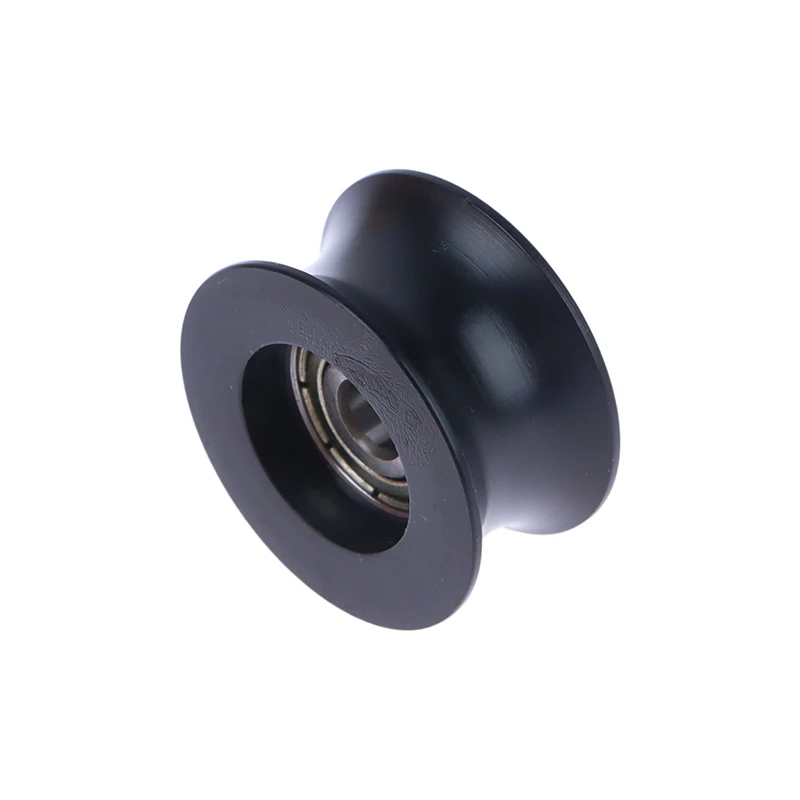 Sleek Black 14mm U-Groove Nylon Pulley with Rubber Coating