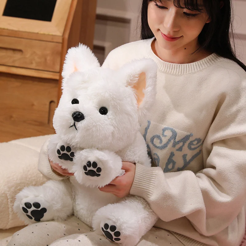 Adorable West Highland Terrier Plush Toy 30-65cm Fluffy White Soft Stuffed Puppy Lifelike Dog Animal Appease Doll Gift