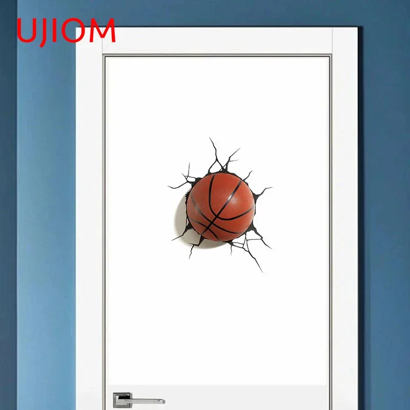 UJIOM 13cm x 10.2cm Basketball Crack Wall Sticker Scratch Proof Anime Decal Personality Funny Bathroom Home House Decoration