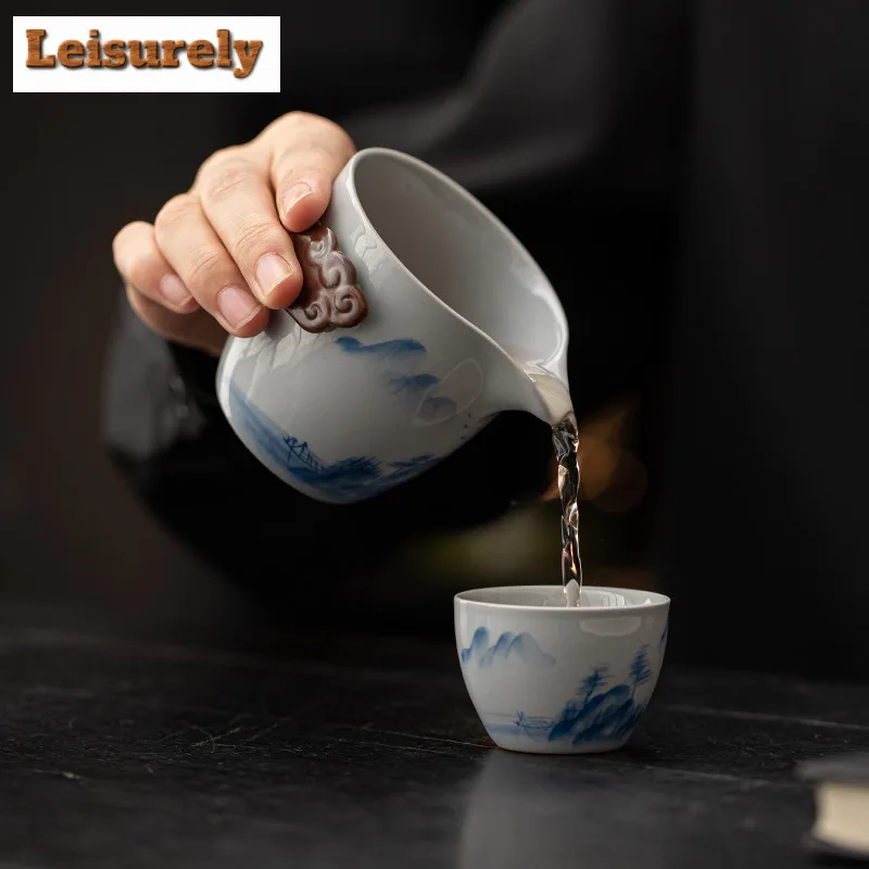 Retro Hand-painted Persimmon Travel Tea Set Kit Vintage 1 Pot 2 Cups Tea Maker Organizer Portable Outdoor Tote Bag Decoration