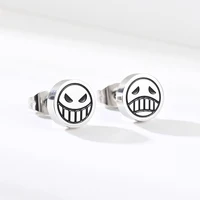 Cosplay Jewelry Accessories Titanium Steel Stud Earrings For Women Men Character Ace Dissymmetry Face Earring Fashion Jewelry 2