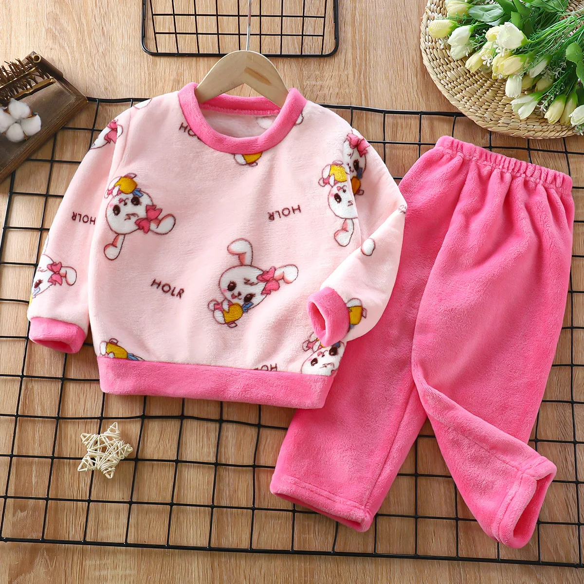 

New 2023 Autumn Winter Kids Thick Warm Flannel Pajamas Baby Boys Girls Cartoon Long Sleeve O-neck Clothes Sets Sleepwear Pyjamas
