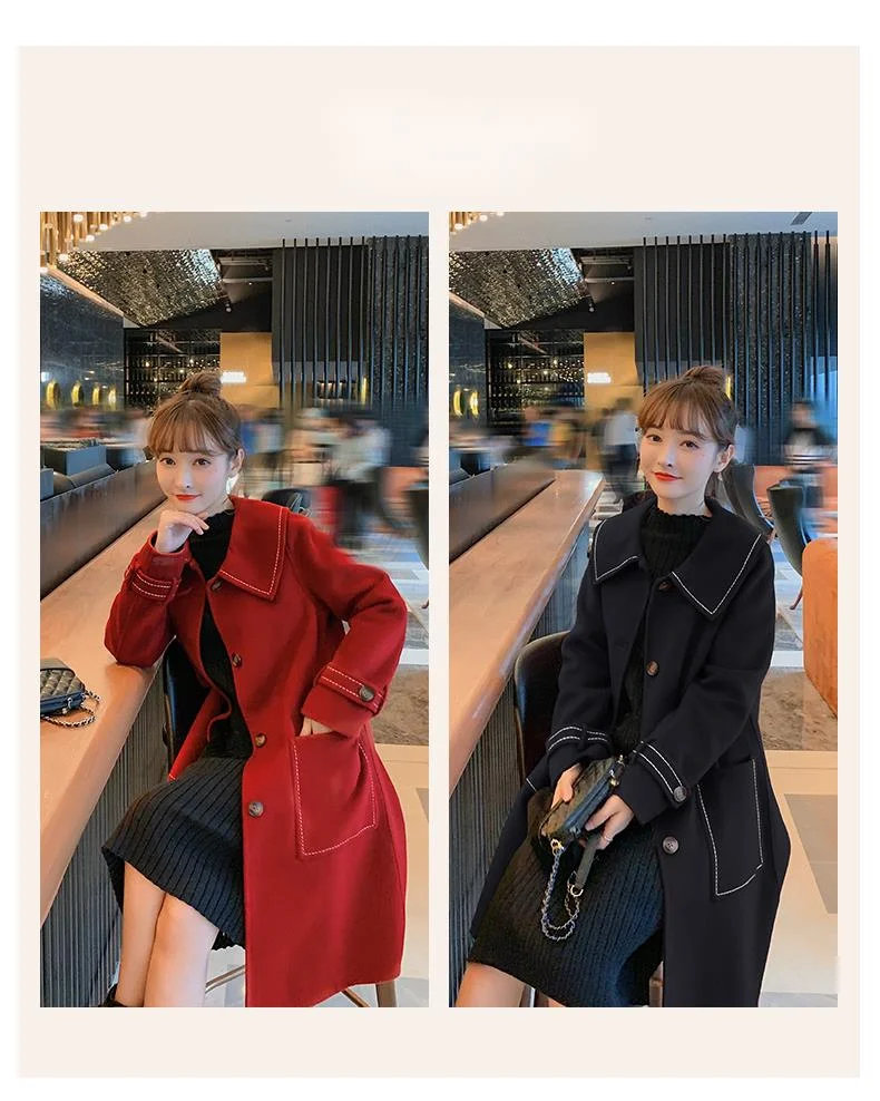 fragrant shadow double-sided for women, 2020 autumn and winter new medium long red woolen coat_voghion.com