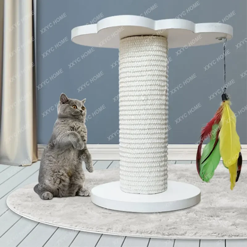 Solid Wood Simplicity Small Scratching Pole Cat Climbing Frame Natural Sisal Hemp Cloth Cat Scratch Board Toy Grinding Claw
