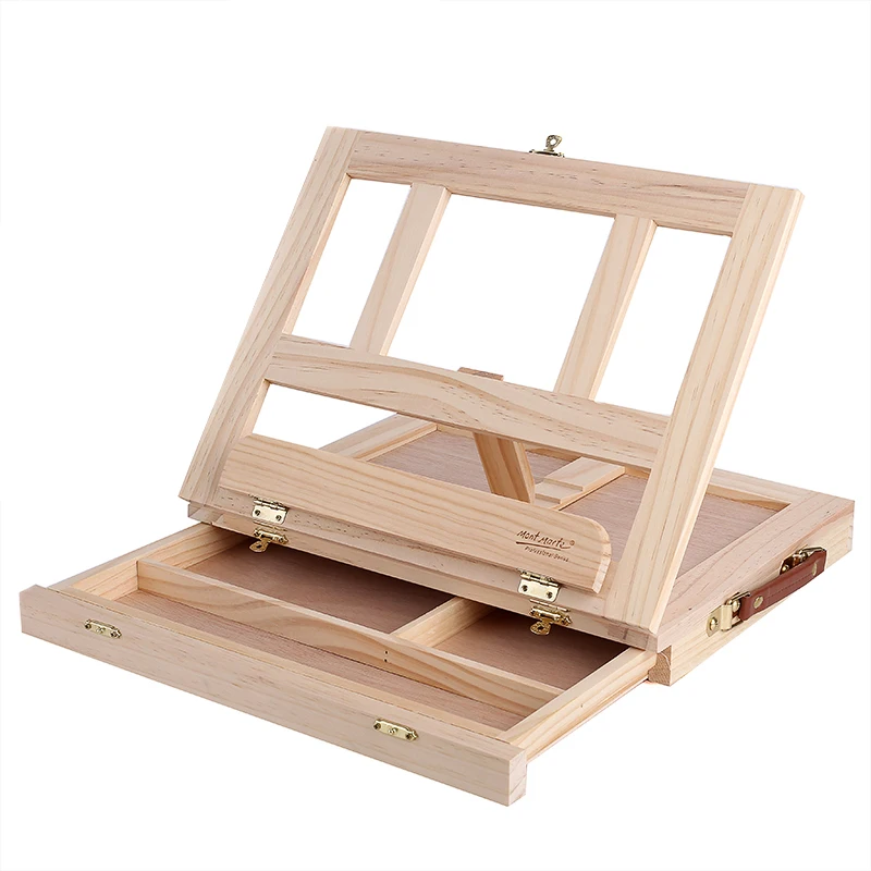 Creative Wooden Easel Painting Easel Artist Desk Portable Miniature Folding Table Box Oil Paint Accessories Art Supplies