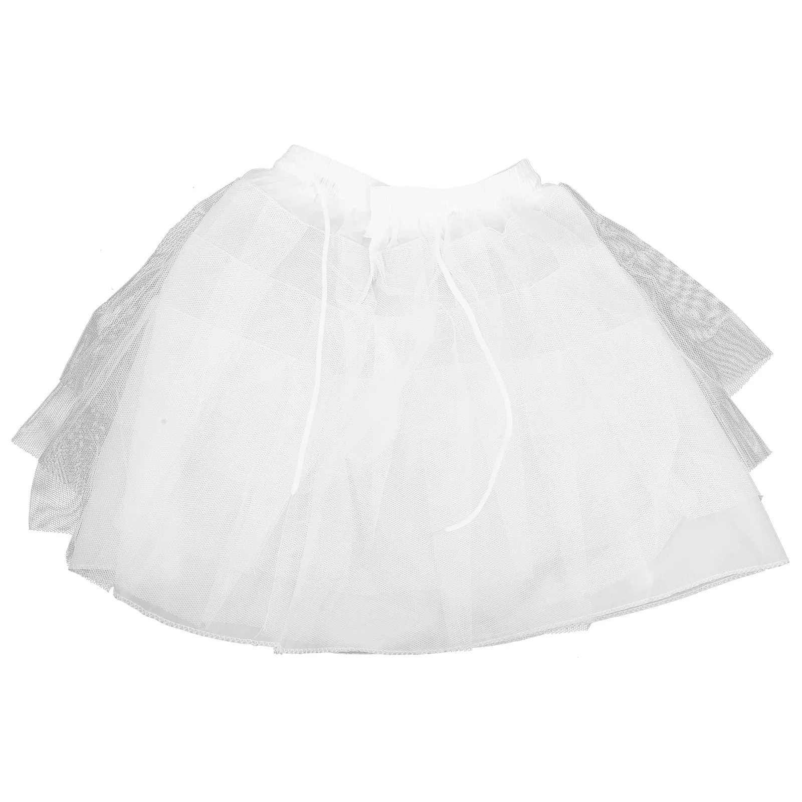 45cm Tutu Skirt Crinoline Bone Short Skirt Brace Pannier Four-layer Gauze Performance Dress for Woman Girl LAdy (White)