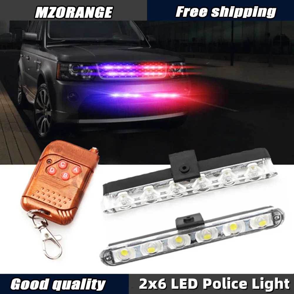 

2x6 LED Wired/Wireless Remote Controller Car Strobe Warning Police Light Fso Flash Bar 12V Emergency Work Car Accessories