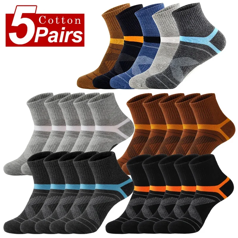 

5Pairs Cotton Men High Quality Sports s Winter Spring Casual Short Mid Tube Sock Breathable Absorb Sweat Sox Male
