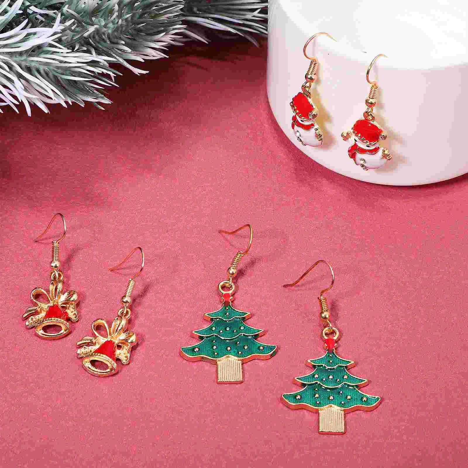 6 Pairs Christmas Snowman Earrings Drop Personality For Women Decor Alloy Teen Girls