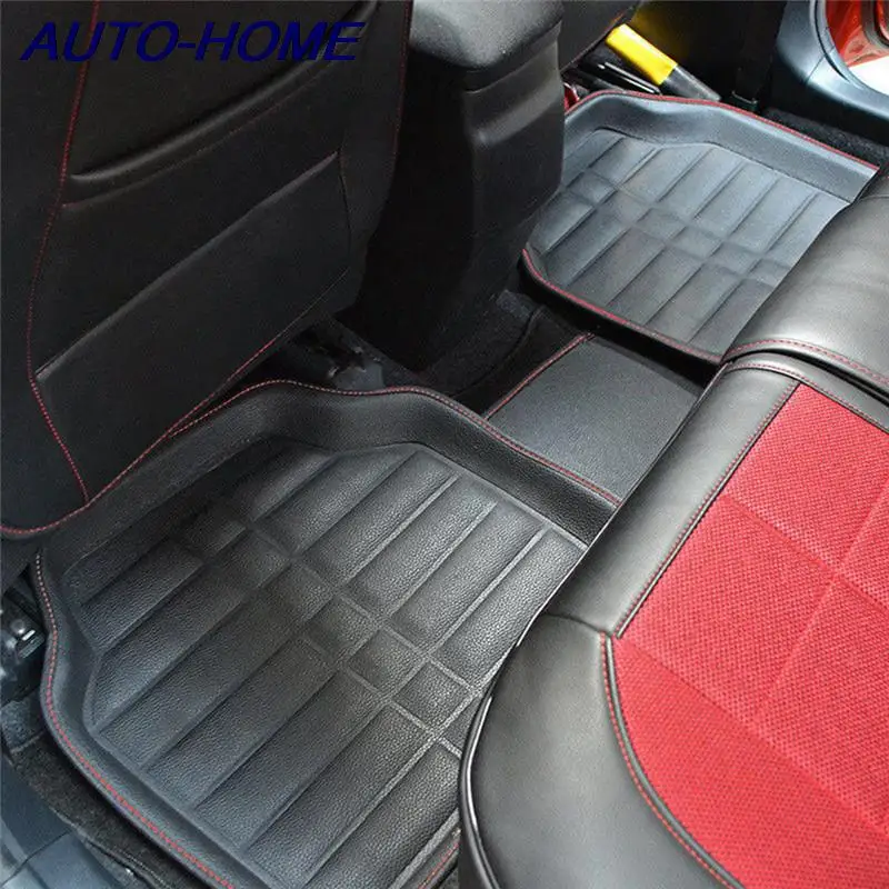 유니버설 5Pcs 자동차 바닥 매트 자동 안티-슬립 매트 블랙 자동차 스타일링 인테리어 자동 바닥 매트 모든 날씨 매트