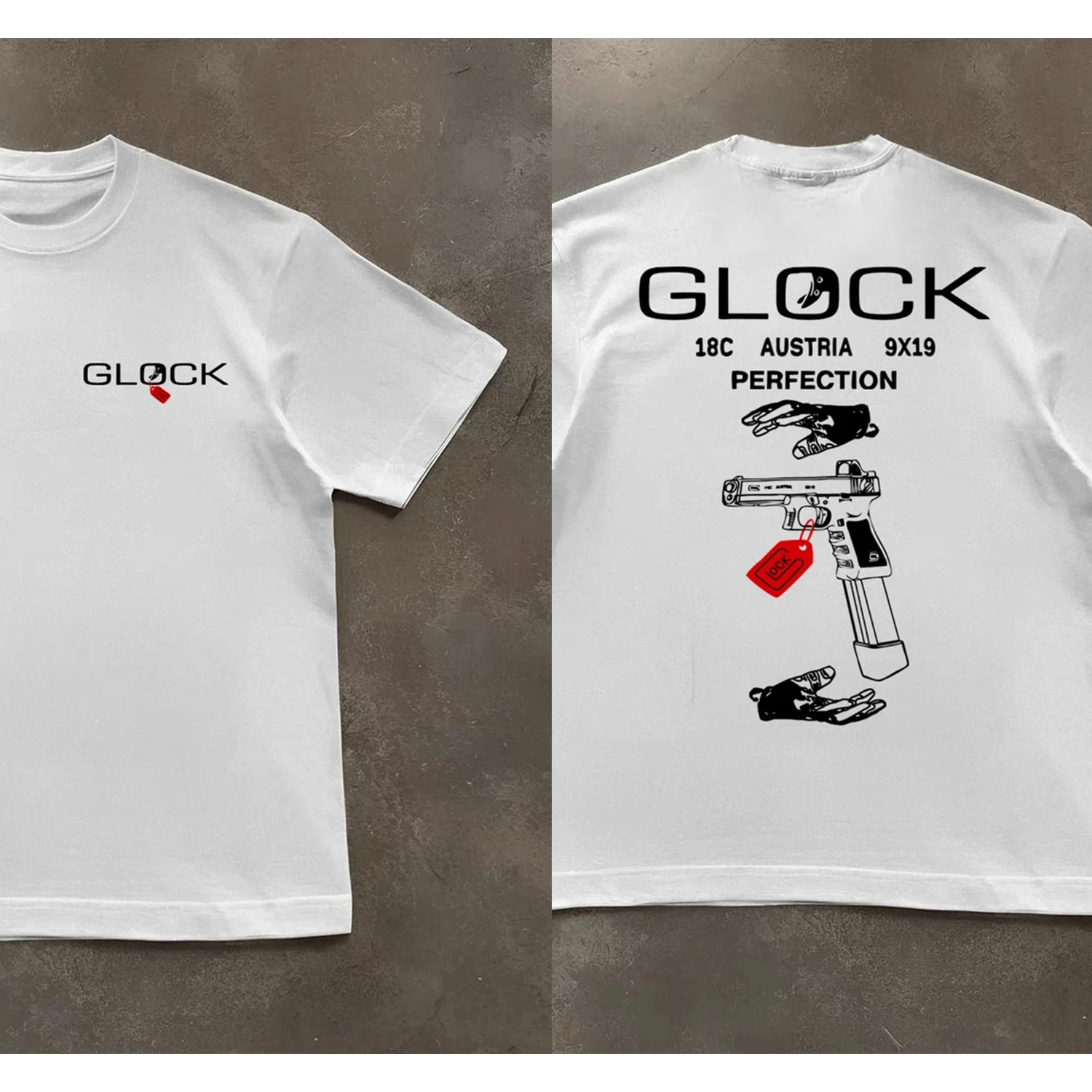 Men's Graphic Glock T-Shirt Cotton Sweat Wicking Breathable High Quality Casual Tee for Military Enthusiast Streetwear