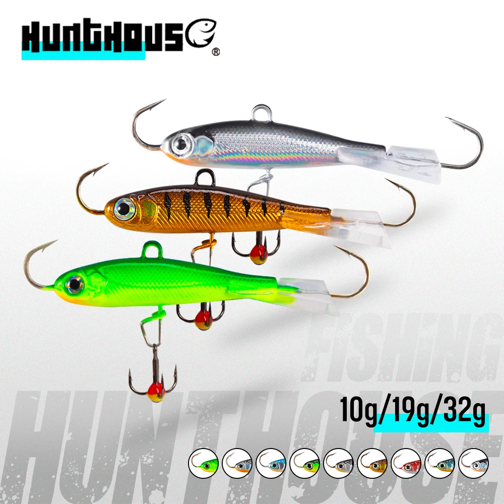 Hunthouse Winter Eis Angeln Locken 3PCS 50mm/10g 65mm/19g 75mm/32g Sinking Wobbler VIB Vibration Köder Für Bass Hecht Barsch LW812