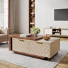 Coffee Table, 42"-65" Length Adjustable Reversible Wood Coffee Table with 2 Storage Drawers, Rectangular Dual-Tone Center Table 1