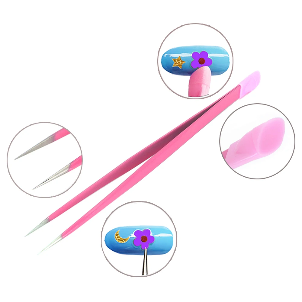 

Silicone Nail Art Precision Point Tip Tweezers For Nail Stickers Rhinestone Pickup Clip Eyelash Extension Makeup Tools Nail Art