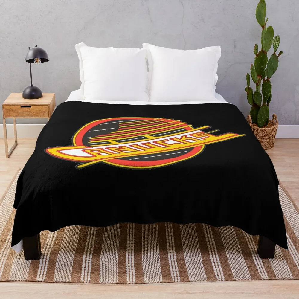 Vancouver Hockey Retro Canucks Skate Throw Blanket Decorative Sofa