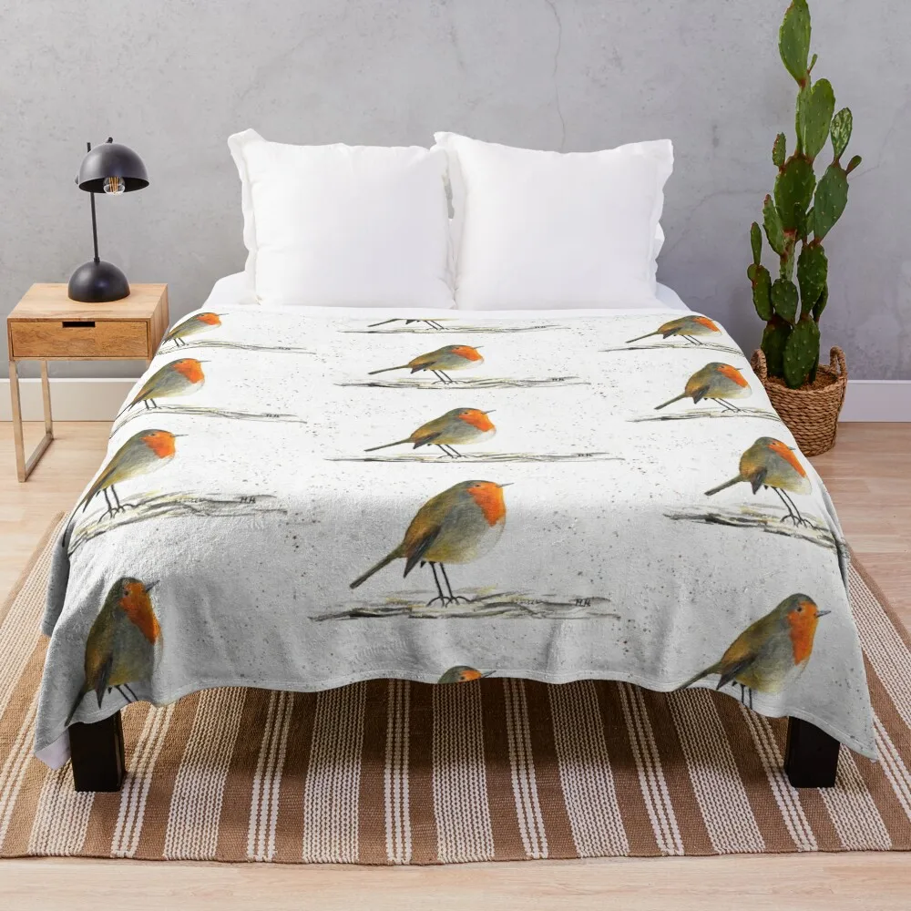 

Robin bird watercolor Throw Blanket Giant Sofa Blanket Cute Blanket Dorm Room Essentials