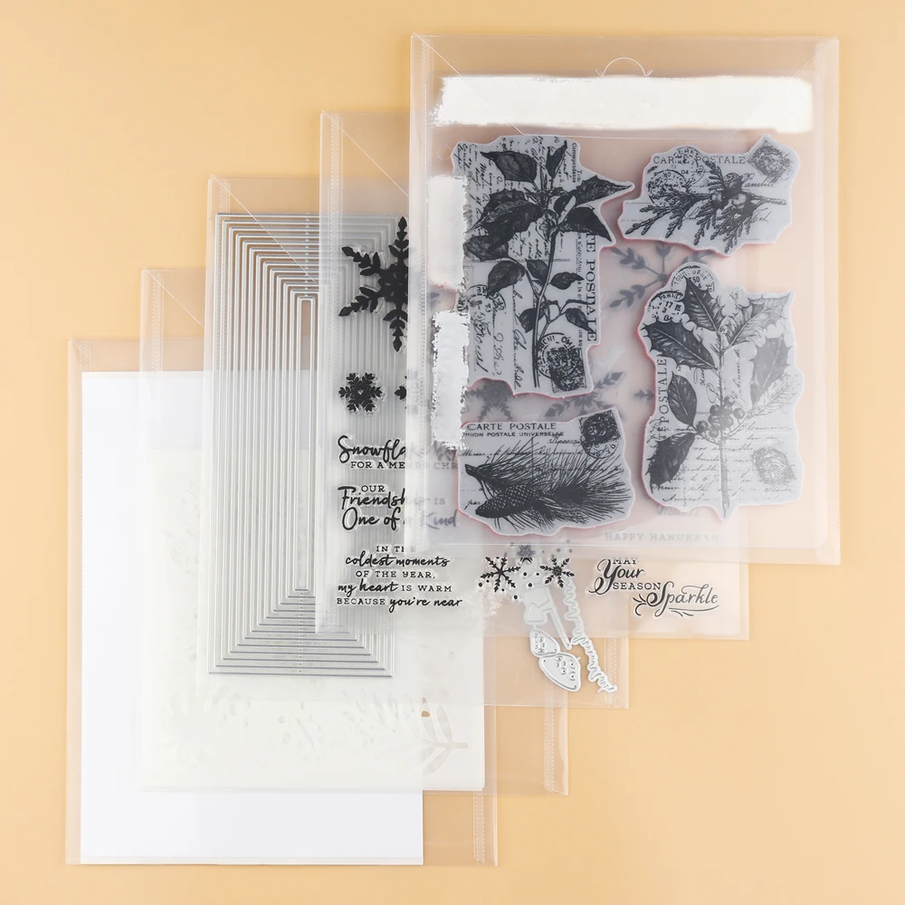 File Folders 10-50Pcs Storage Pockets Envelopes Plastic Folder Bags for Storaging Dies Stamps Organizer Holders 19.3X23.9Cm Transparent Bags
