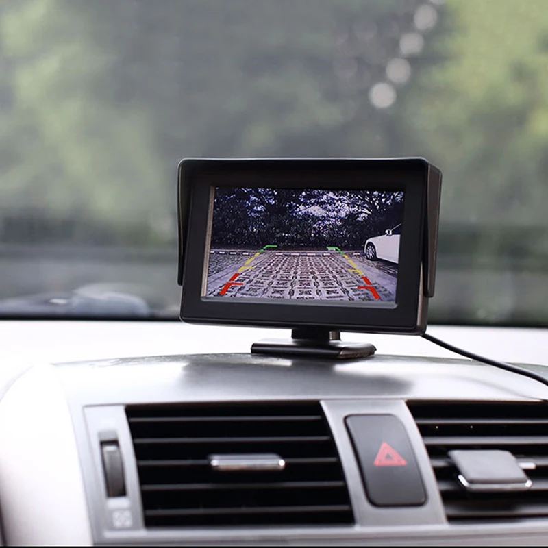 4.3 Polegada instrumento hd desktop display do carro invertendo imagem 12v display opcional desktop ou dobrável display carro dvd - Imagem 4