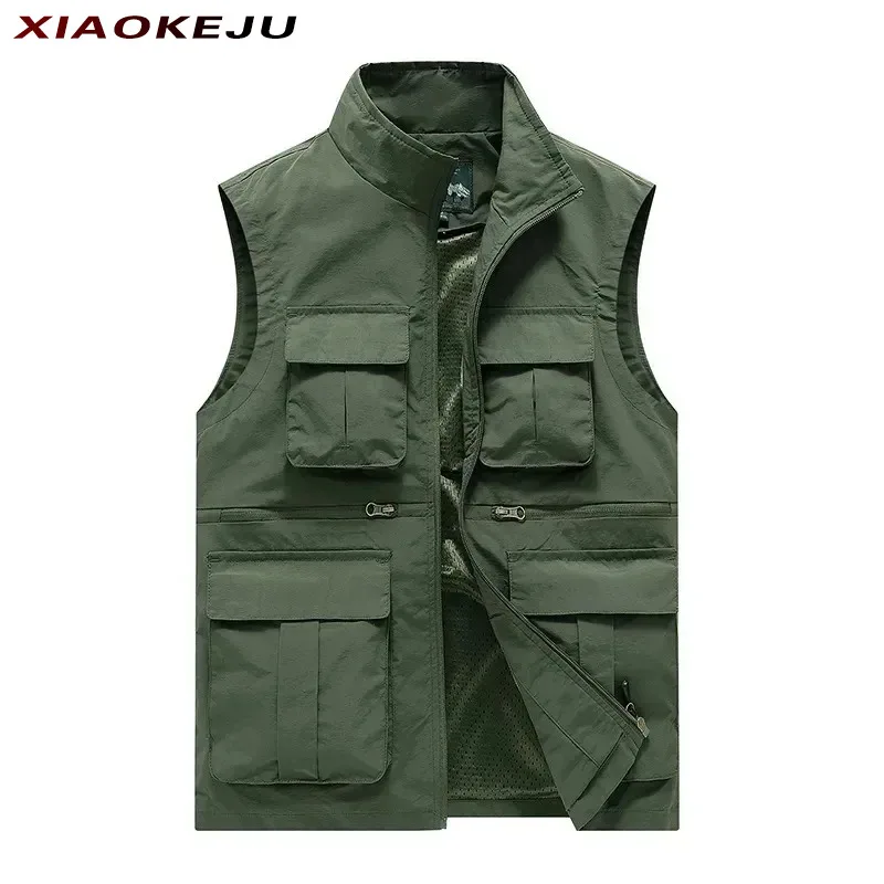 Hunting MAN Windbreaker VEST Waterproof Pockets Embroidered Multi-pocket Camping Men's Clothing Free Shipping Work Wear Tactical