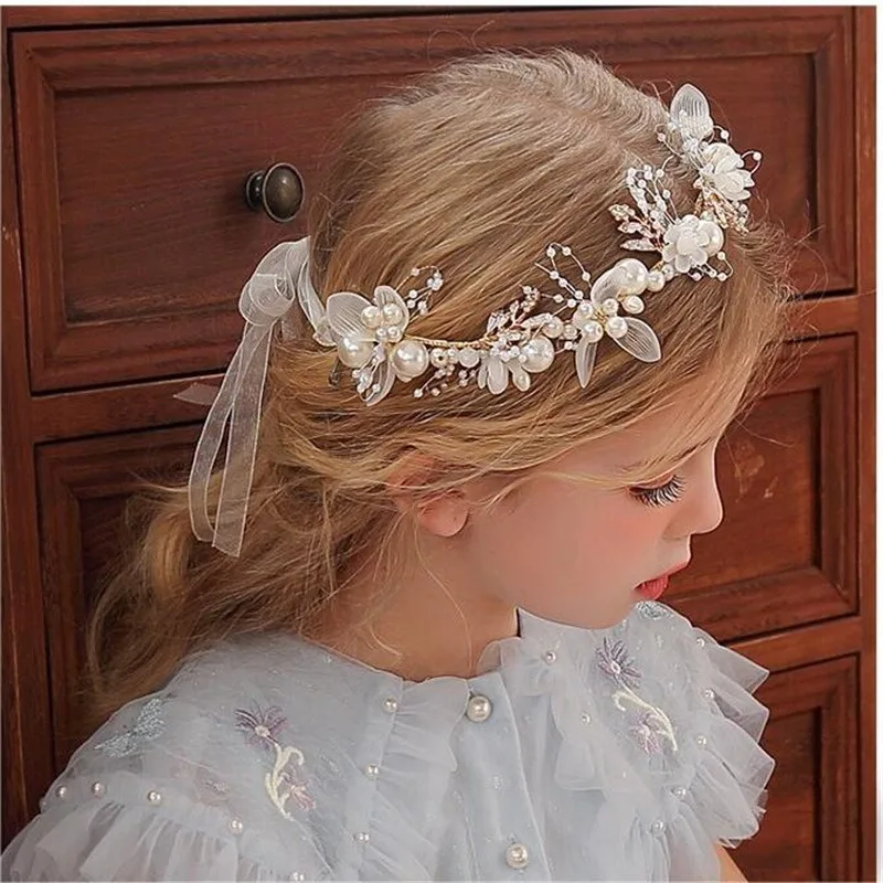 Elegant Pearl Flower Headband - Baby Girls Wedding Hair Accessory
