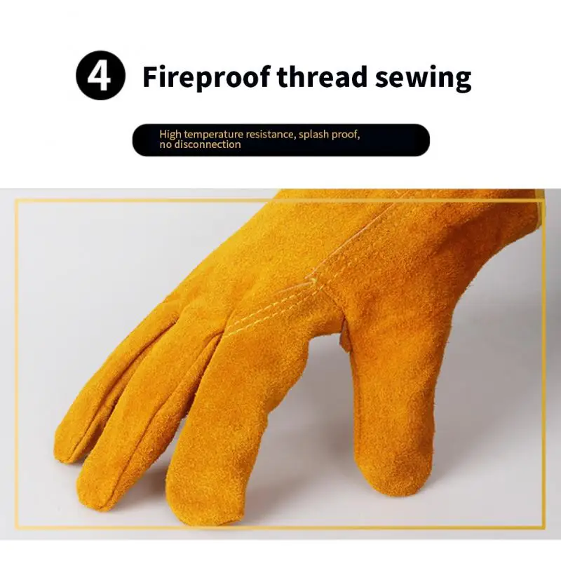 Camping firewood anti-scalding labor insurance gloves Thickened heat-resistant gloves wear-resistant short protective
