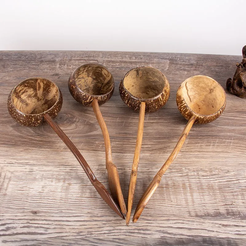 Wooden Coconut Shell Simple Water Scoop Household Wooden Bath Scoop Watering Spoon Tea Ceremony Creative
