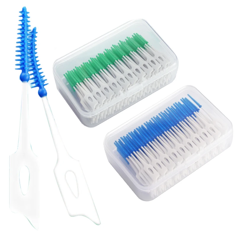 DoubleFlossHeadHygieneDentalSiliconeInterdentalBrushToothpick