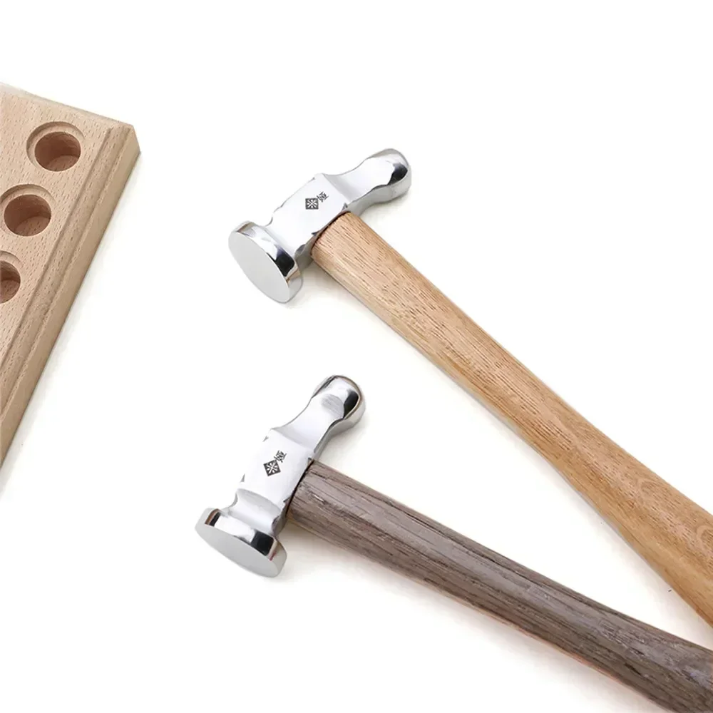 Stainless Steel Round Head Hammer Mini Wooden Professional Hand Tool High-grade Goldwork Jewellery Leather Gold Hammer Tools 6