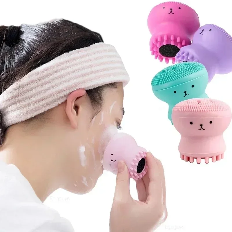 1pc Octopus Silicone Facial Cleansing Brush Makeup Removal Massage Brush Portable Soft Sponge Facial Cleanser Deep Pore Cleaning