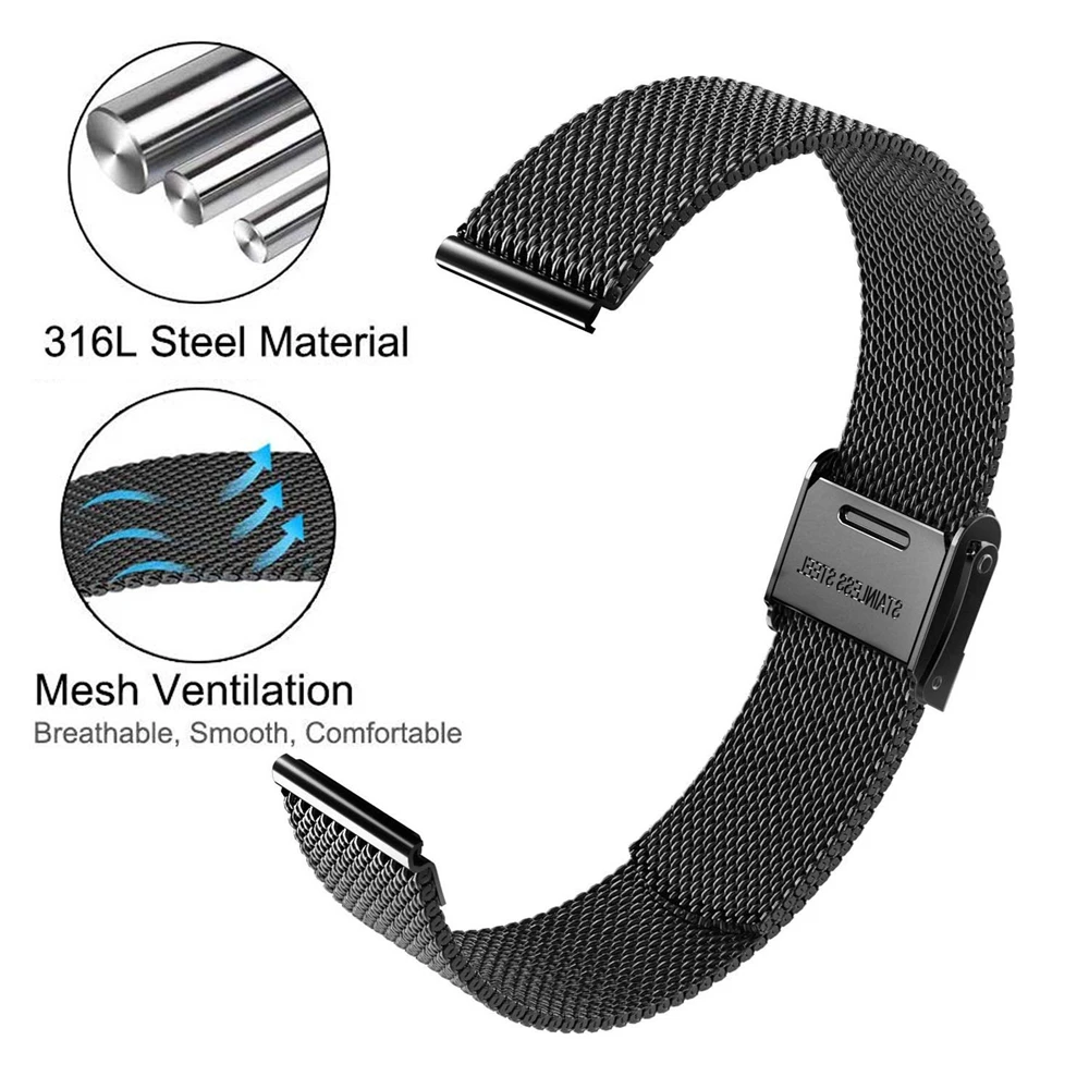 Elegant Milanese Mesh Stainless Steel Watchband – Premium Metal Bracelet Strap, 20mm/22mm