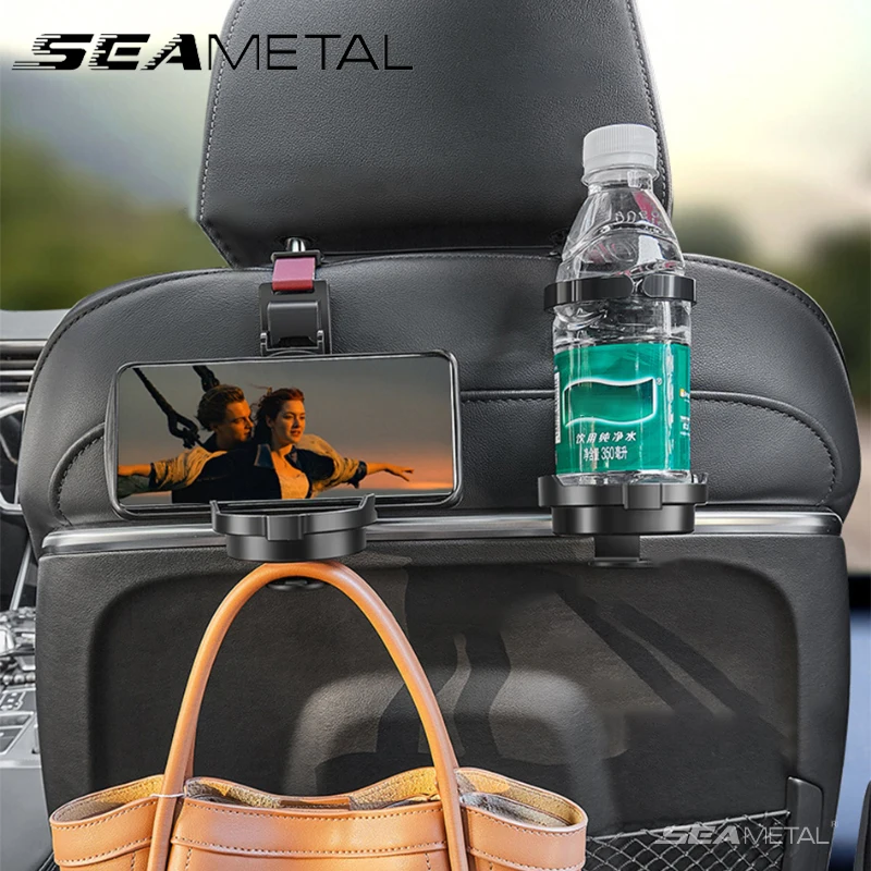 Baby Cup Holder Interior Car Seat Back Cup Bracket For Rear Seat Kids Watching Movie Drink Holder Hanging Hooks for Toys Snacks