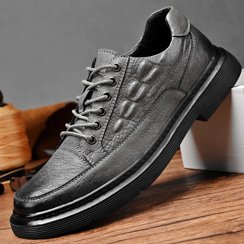 Scarpe casual in pelle da uomo Slip Comode in pelle Casual Trekking Walking Escursionismo leggero_voghion.com