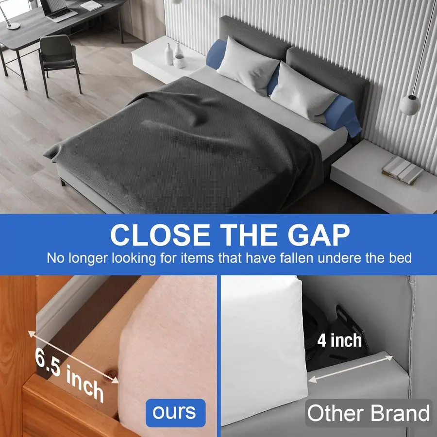 Size Bed Wedge Pillow Bed Gap Filler Mattress Wedge Headboard Pillow Close The Gap 06.5 Between Your Headboard and Mattress or W