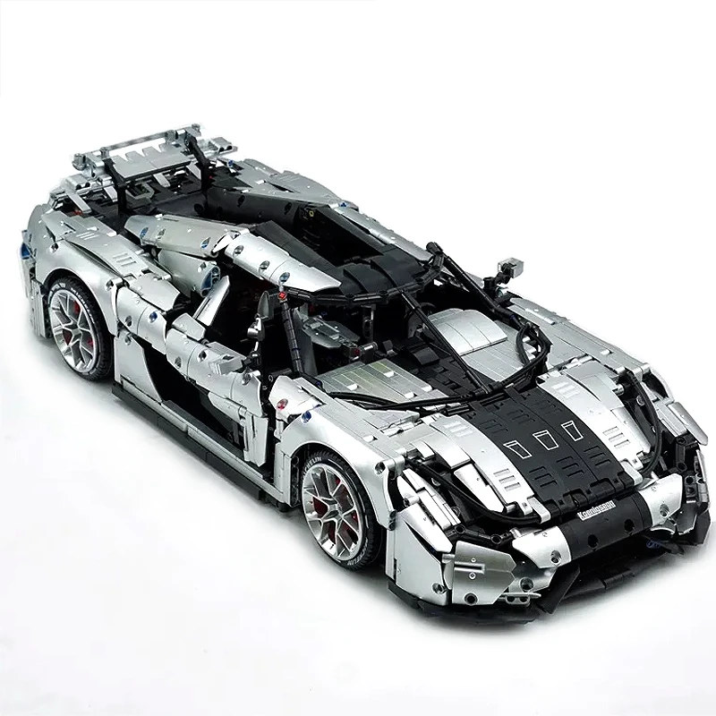 New Technical Plating Silver MOC-30506 Regera Scale 1:8 Car Model Building Blocks Bricks Puzzle Toy Christmas Gifts For Kids