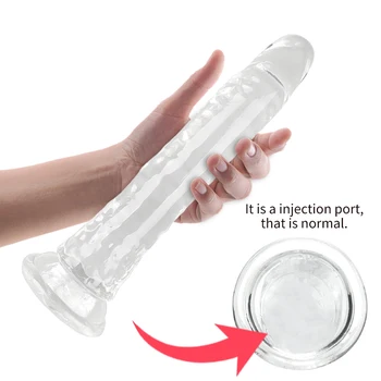Crystal Glass Dildo Realistic Penis Artificial Anal Dildo G-spot Stimulate Female Masturbation Glass Dildos Sex Toys for Women 2