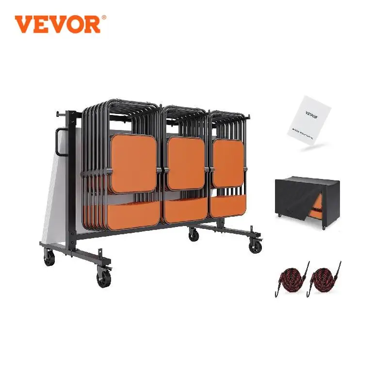 

VEVOR Folding Chair Cart Mobile Stackable Chair Holder Dolly Storage Rack Trolley with 4 Casters for Conference Rooms Schools