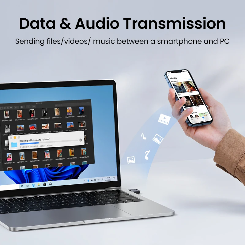 Bluetooth Transceiver Adapter Bluetooth Aux Adaptor Bluetooth Adapter Wireless USB Adapter USB Bluetooth 5.3 5.0 Adapter Receiver Transmitter EDR Dongle PC Wireless Transfer for Bluetooth Headphone Speakers Mouse