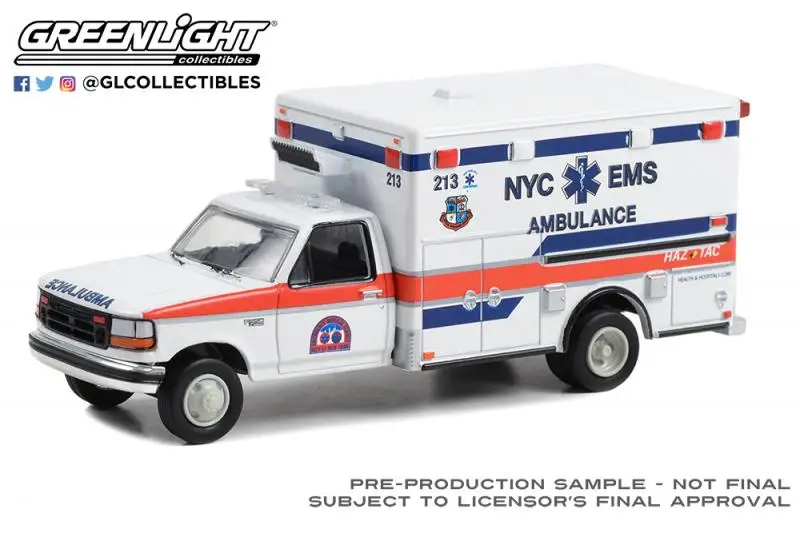 

GreenLight 1/64 1994 Ford F-350 ambulance Collector Edition Metal Diecast Model Race Car Kids Toys Gift
