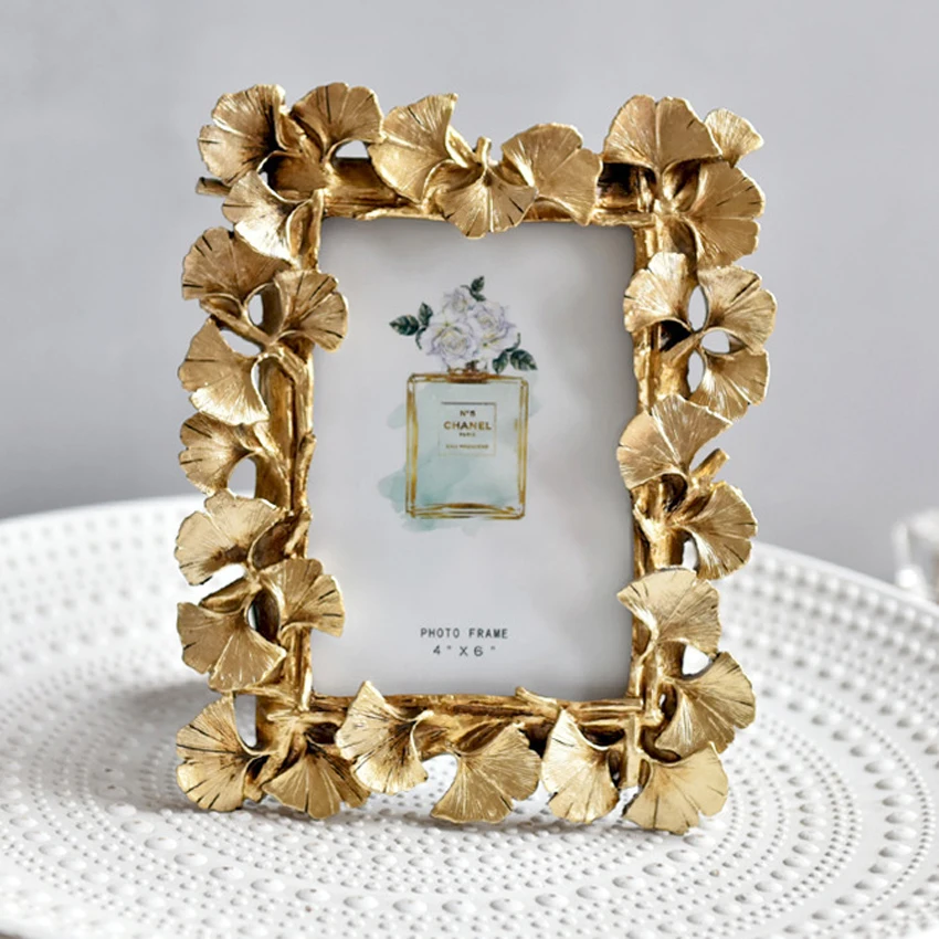 Creative Retro Golden American Ginkgo Leaf 4 Inch 6 Inch Photo Frame photo frame wood picture frame Suitable for Decorative Painting