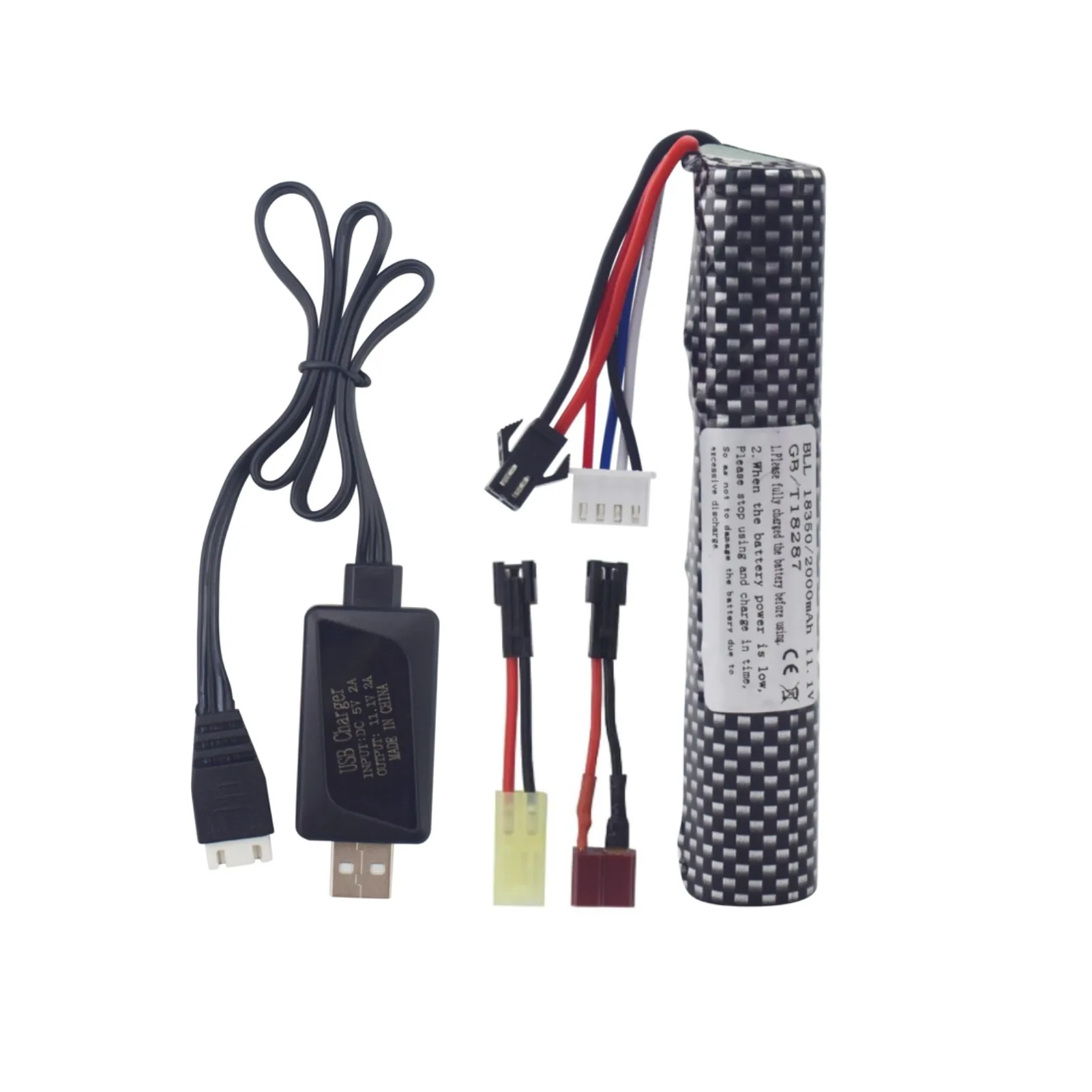 

3S 11.1V 2000mAh Li-ion Battery SM2P Plug with USB Charger Compatible with Airsoft Gel Water Bead Blaster Rechargeable Batteries