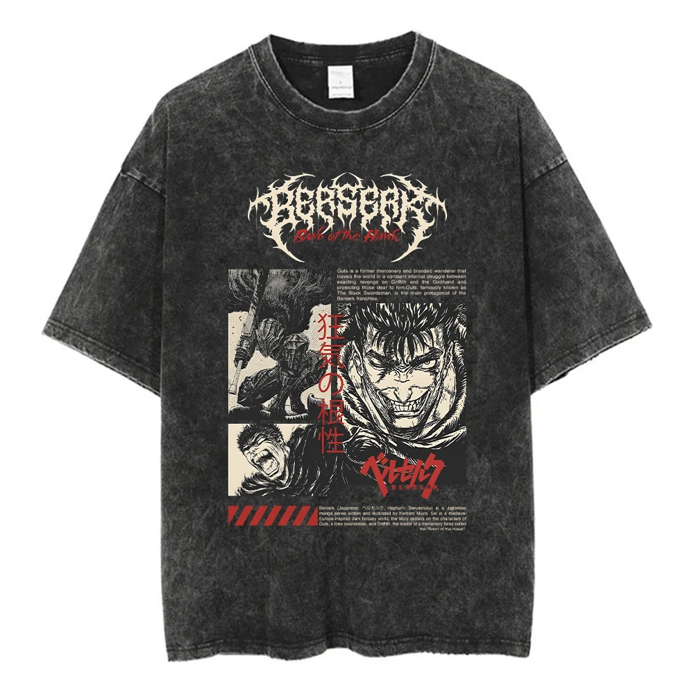 Berserk Anime Vintage Graphic T-Shirt – Harajuku Cotton Tee for Men & Women