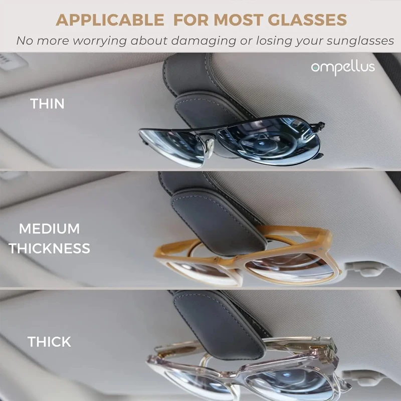 Car Sunglasses Clip Multifunction Sun Visor Leather Eyeglasses Clip Magnetic Sunglasses Holder Hanger Universal Car Accessorie