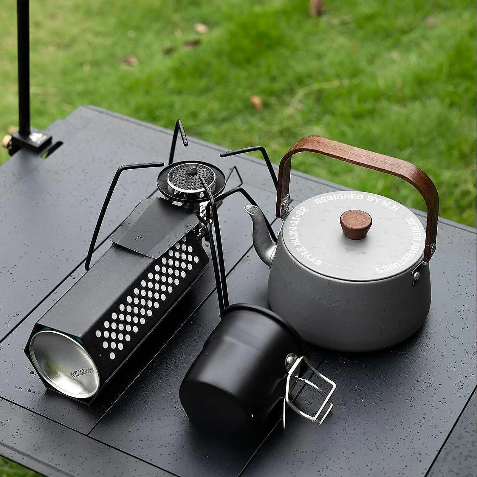 Outdoor Camping Travel Kettle 1.1L Portable Lightweight Picnic Aluminum Alloy Teapot Coffee Pot For Picnic Fishing