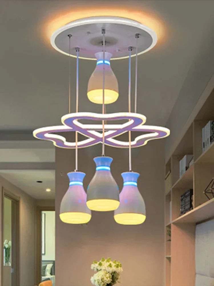 

Люстра для столовой, простой потолочный светильник в скандинавском стиле, цвет красный