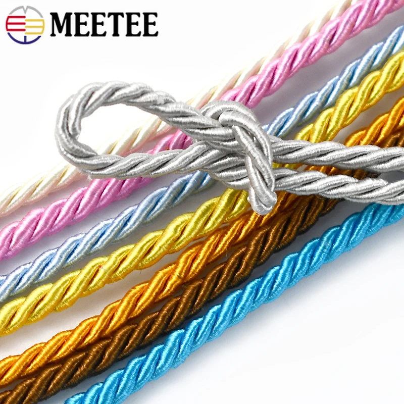 Meetee 10/20M 3mm Polyester Braided 3 Strand Twisted Rope Cords